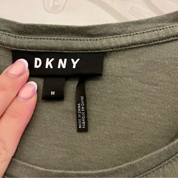 DKNY Cotton Blend Casual Midi Dress Olive Green - Size M - Picture 9 of 15